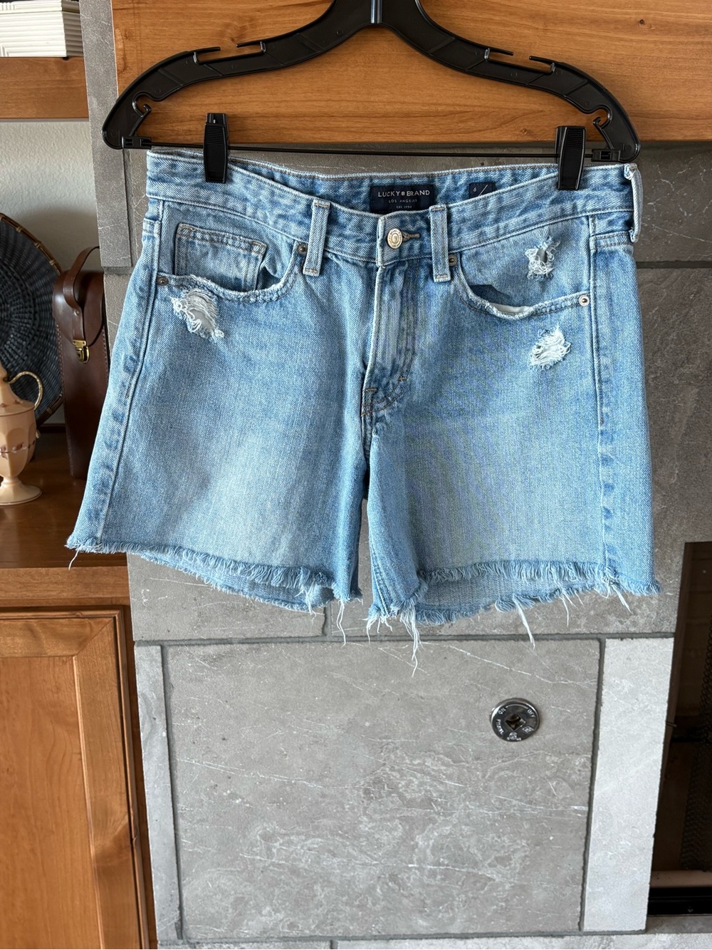 Lucky Brand Light Wash Distressed Denim Cutoff Shorts